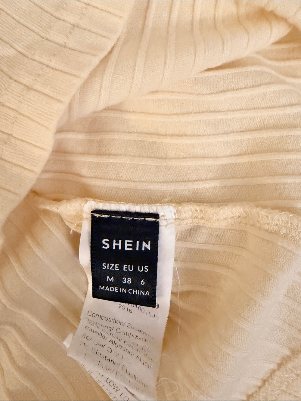 Cream Ribbed Long Sleeve Top - Picture 2 of 2